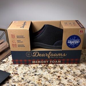 NWT Dearfoams Memory Foam Mens Slippers Black Size XL 13-14